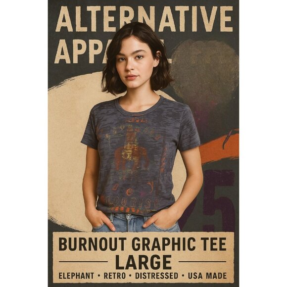 Alternative Apparel Faded Burnout Graphic Tee Size L – Vintage Indie Streetwear - Picture 1 of 6